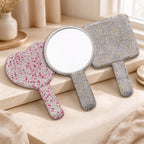 Hand Mirror in Rhinestone and Plain White Designs