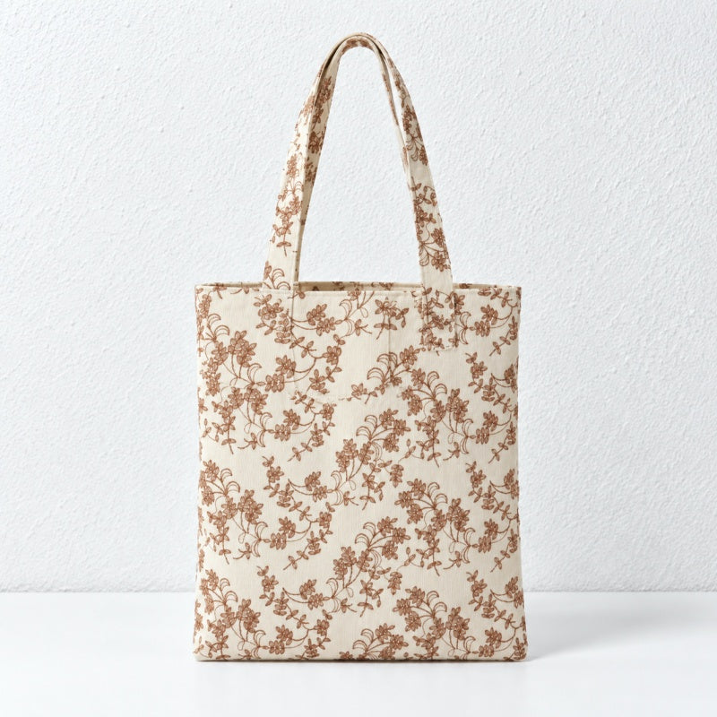 CouldNook Floral Tote Bag - Corduroy Texture and Long Handles