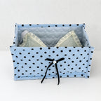 CouldNook Polka Dot Quilted Storage Bin Rectangular Bow‑Decorated Desktop Organizer