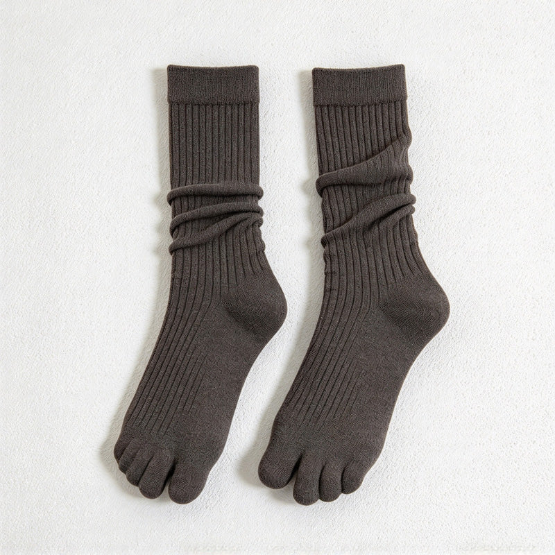 CouldNook Split-Toe Crew Socks - Solid Knit And Separate Big-Toe Section