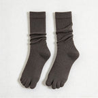 CouldNook Split-Toe Crew Socks - Solid Knit And Separate Big-Toe Section
