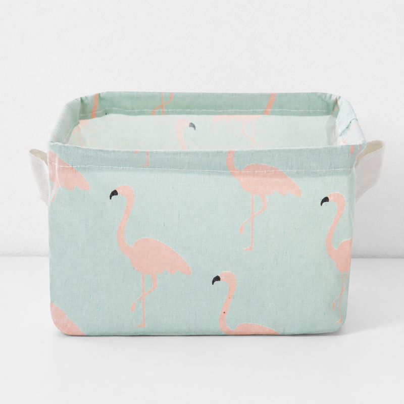 CouldNook Compact Fabric Storage Basket - Printed Side-Handle Organizer