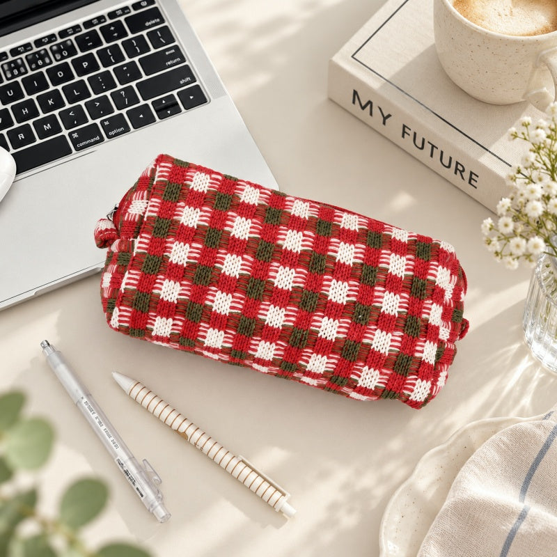 CouldNook Plaid Cosmetic Pouch - Boxy Profile and Side Tabs