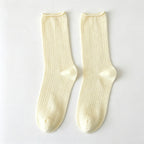 CloudNook Breathable Cotton Pointelle Solid Mid-Calf Crew Socks