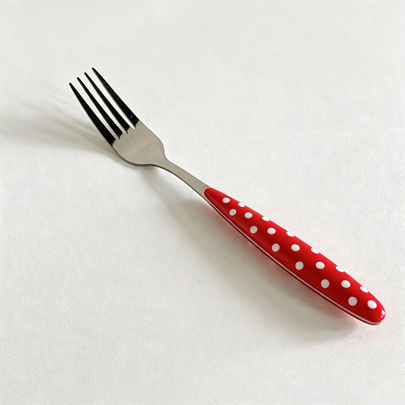 CouldNook Polka Dot Flatware - Contrast Handle Table
