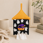 CouldNook Halloween House Tissue Holder - Pumpkin and Ghost Roof Design