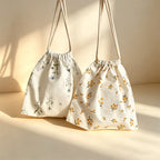 CouldNook Floral Drawstring Storage Pouch - Soft Cotton Utility Bag