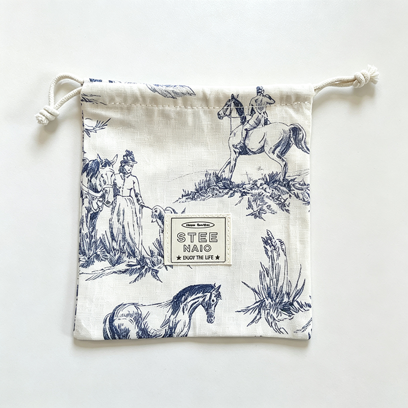 CouldNook Toile Drawstring Square Organizer Bag - Everyday Display Detail