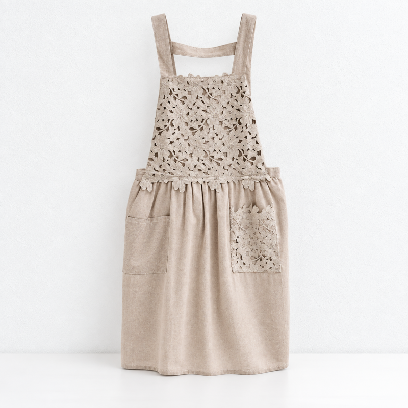 CouldNook Patterned Cooking Apron - Ruffled Edge Detail Kitchen Wear