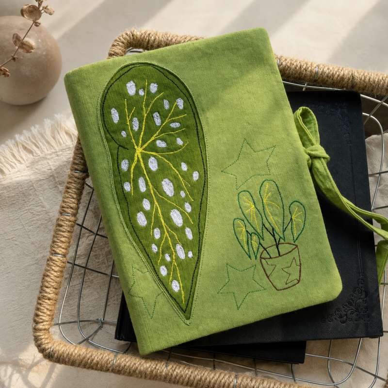 CouldNook Botanical Fabric Book Cover - Wraparound Tie Closure