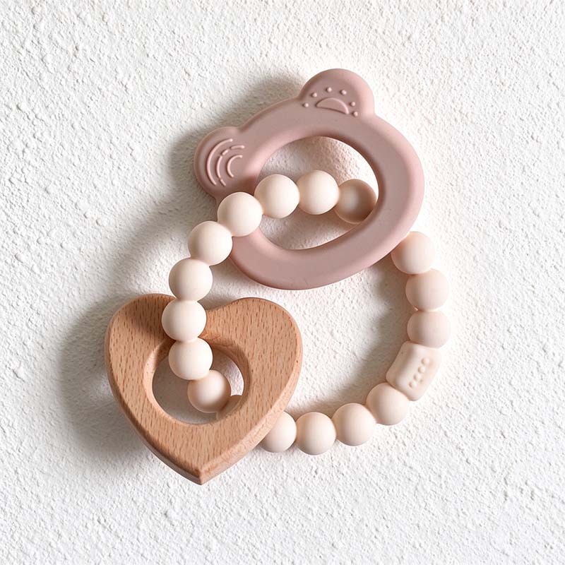 CouldNook Animal Teether - Beaded Loop and Shaped Wooden Pieces