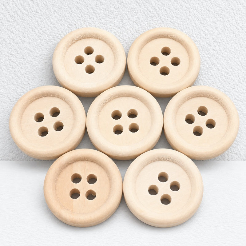CouldNook Round Wood Buttons - Plain and Lettered Sewing Designs