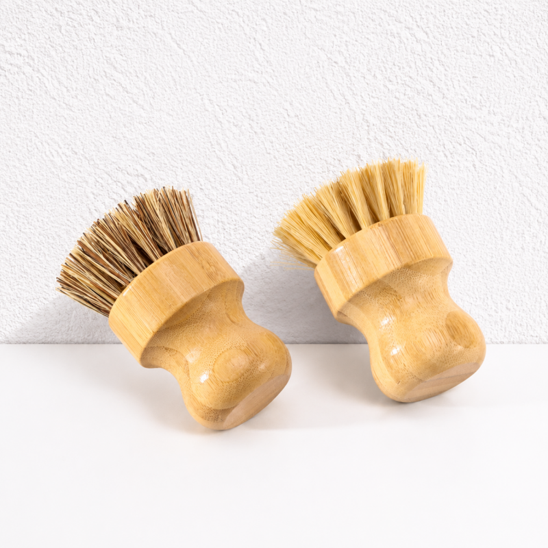 CouldNook Bamboo Stamp Dish Brush - Round Coconut Bristle Options