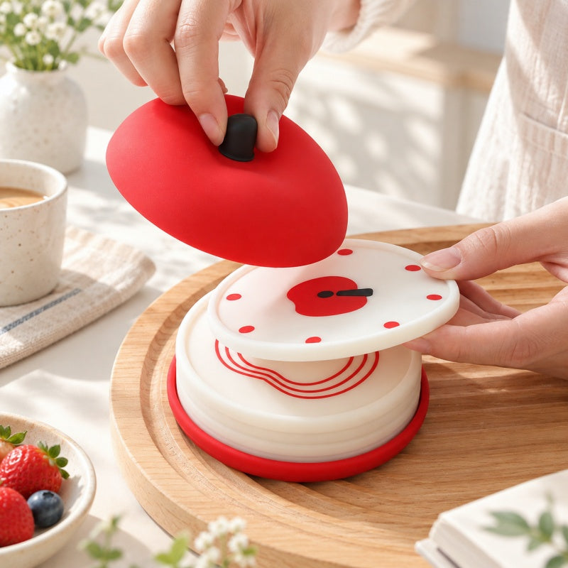 CouldNook Apple Coaster Set - Stacking Mats and Fruit Shaped Case
