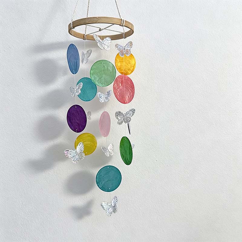 CouldNook Butterfly Shell Wind Chime - Cascading Disc Mobile