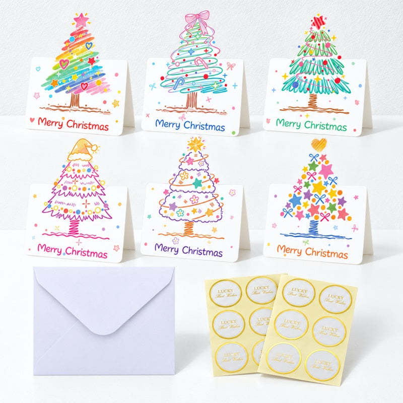 CouldNook Pastel Christmas Tree Greeting Card - Shaped Painted Top