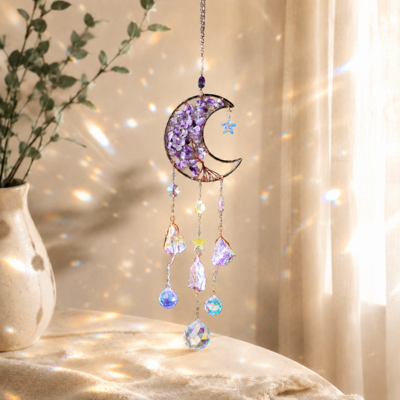CouldNook Amethyst Moon Window Suncatcher - Crystal Drop Strands