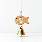 CouldNook Wooden Bell Hanging - Open Motif Frame And Faceted Center Drop