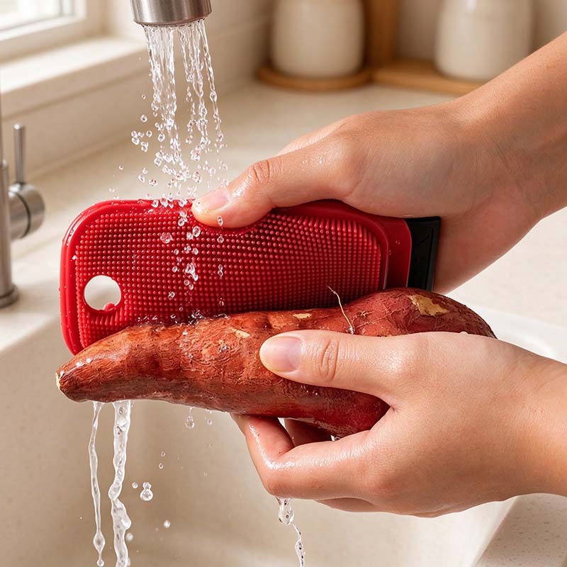 CouldNook Vegetable Brush - Two Textures and Built-In Scraping Edge