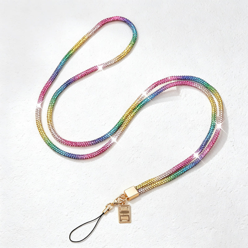 CouldNook Rhinestones Set Crossbody Phone Strap with Closely Set Reflective Stones