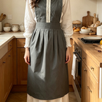 CouldNook Charcoal Bib Apron - Quiet Lace Trim Detail