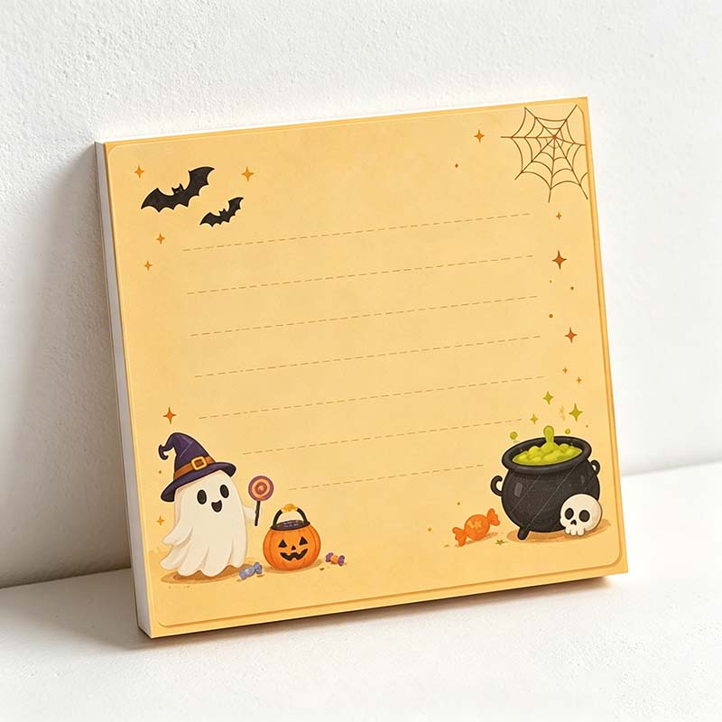 CouldNook Witch Ghost Sticky Notes - Ruled Center and Pumpkin Scene