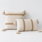 CouldNook Tasseled Cushion Cover - Woven Patterns And Four Corner Tassels