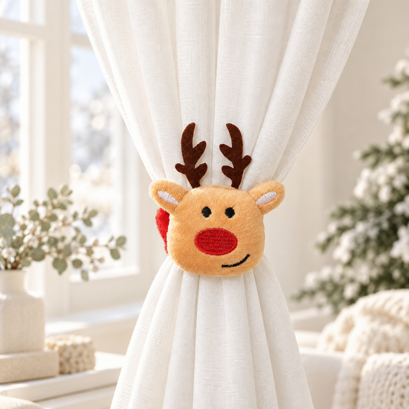 CouldNook Christmas Face Curtain Tieback - Plush Band