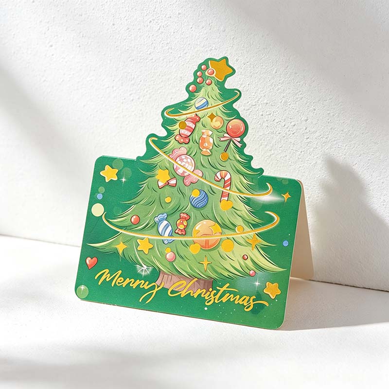 CouldNook Christmas Tree Greeting Card - Foil Lettering And Shaped Top