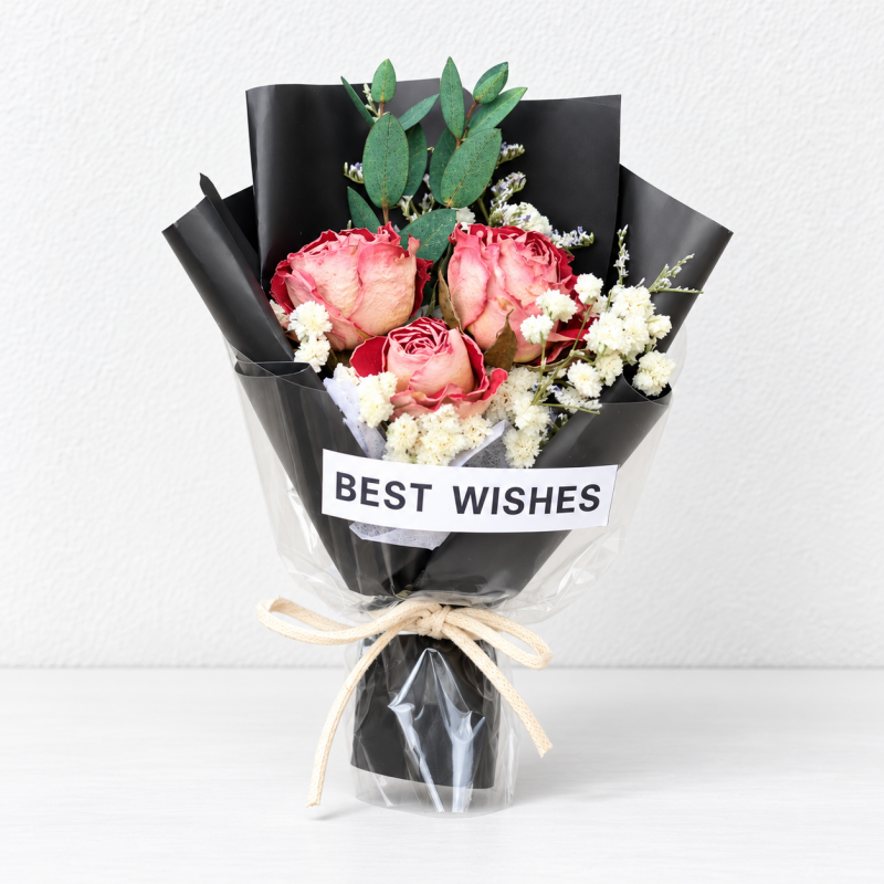 CouldNook Wrapped Mini Flower Bouquet - Layered Gift Presentation