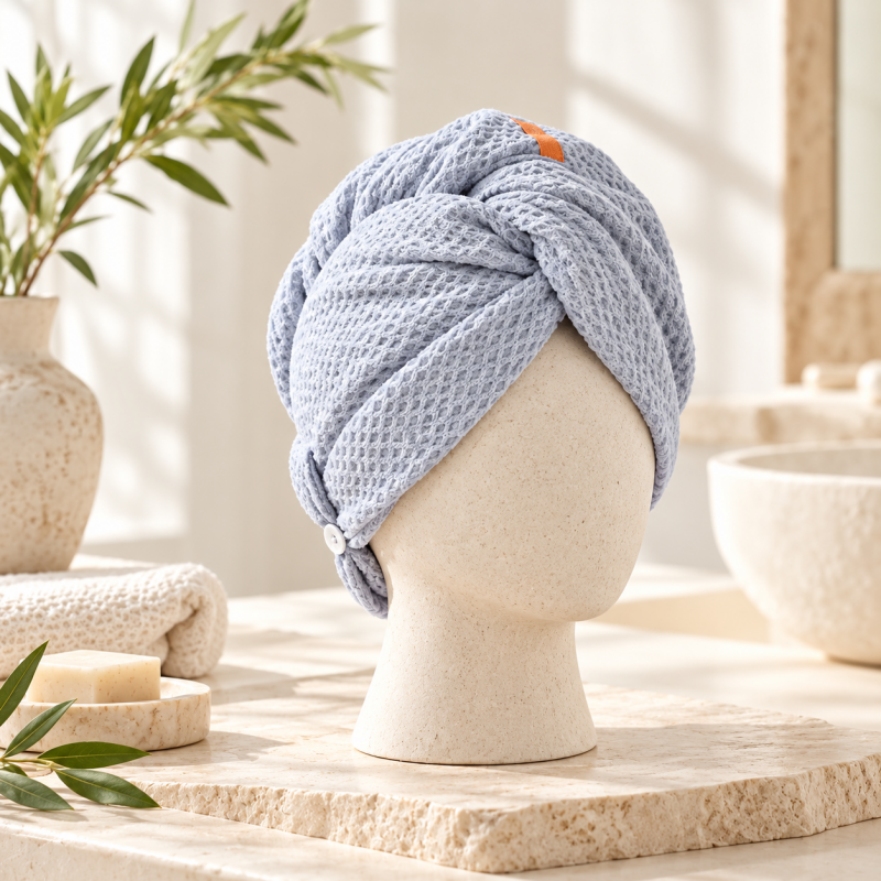 CouldNook Waffle Hair Towel - Rectangular Wrap Design