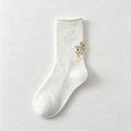 CouldNook Floral Embroidered Crew Socks-Floral Embroidered Accent