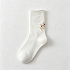 CouldNook Floral Embroidered Crew Socks-Floral Embroidered Accent