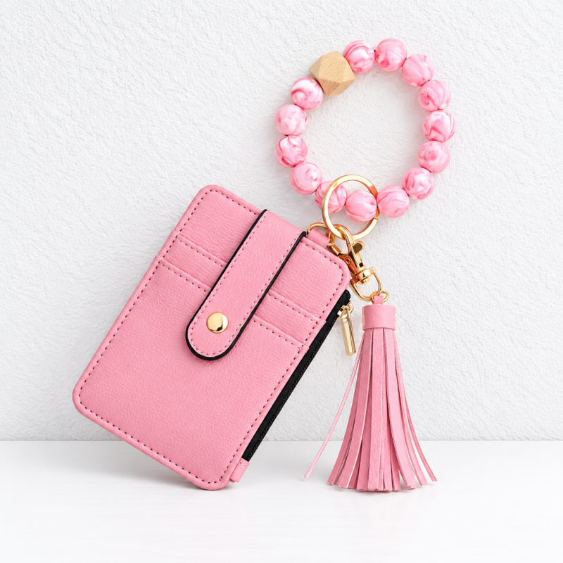 CouldNook Wristlet Card Wallet - Beaded Loop and Coordinating Tassel Detail