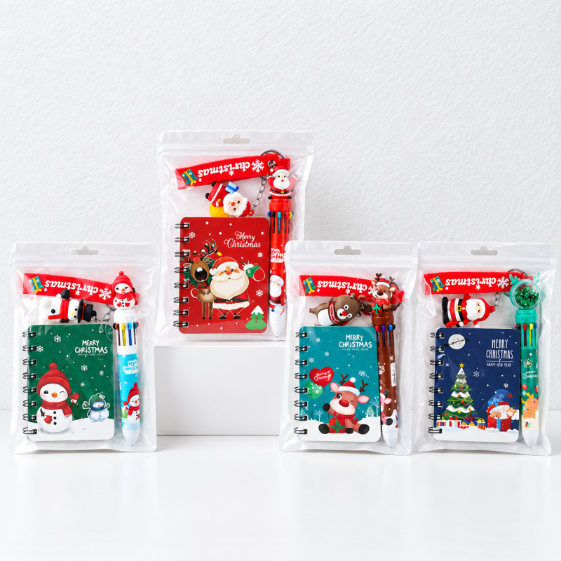 CouldNook Christmas Stationery Set - Spiral Notebook, Pen and Keychain