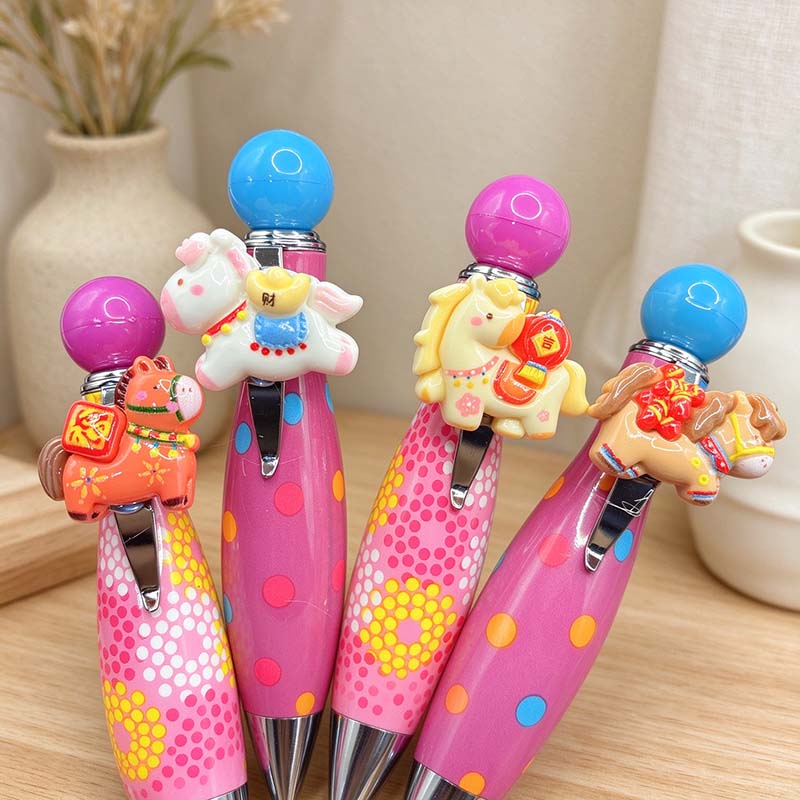 CouldNook Horse Ballpoint Pen - Dotted Barrel And Raised Pony Accent