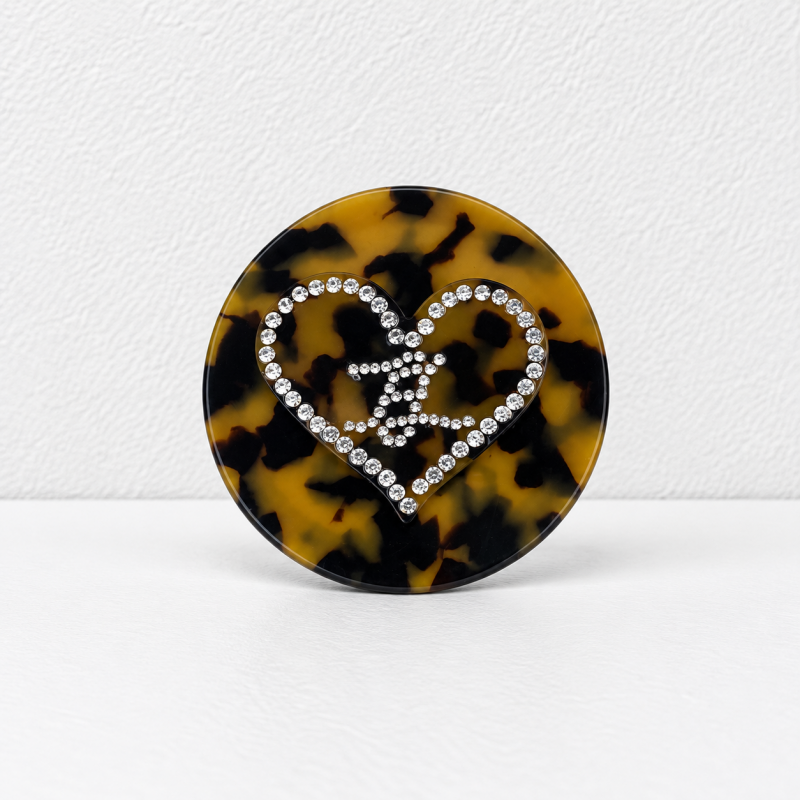 CouldNook Heart-Accent Grooming Accessory - Faceted Detail And Patterned Acetate Body
