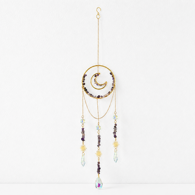 CouldNook Gemstone Moon Suncatcher Ornament - Circular Hanging Frame