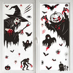 CouldNook Halloween Spooky Static Window Clings‑Reaper Skeleton Ghost Pumpkin Decor
