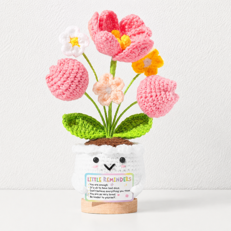 CouldNook Yarn Flower Planter Ornament - Layered Bloom Arrangement