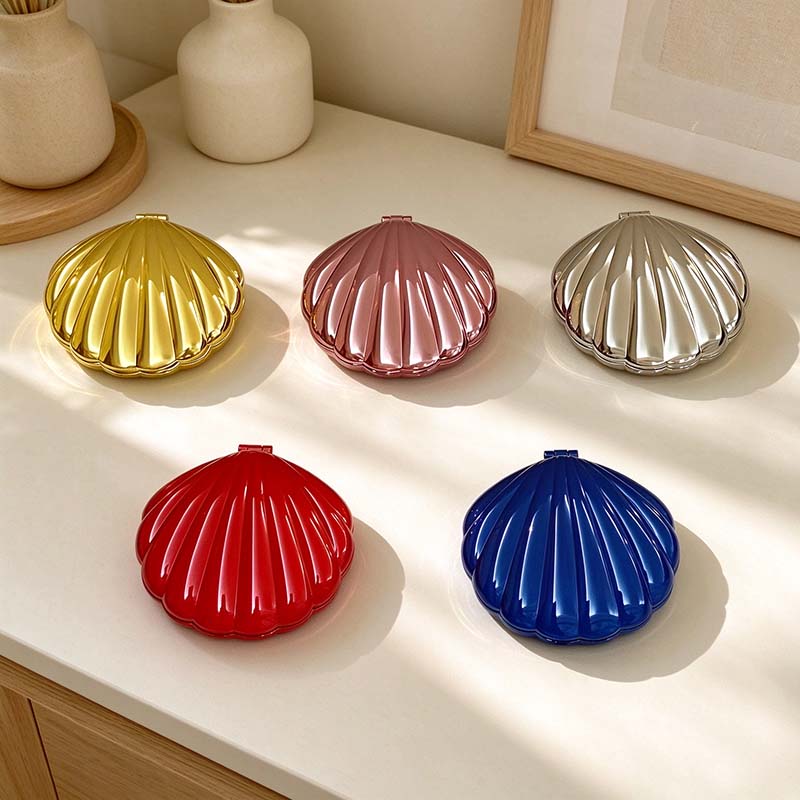 CouldNook Compact Mirror - Ribbed Seashell Shape