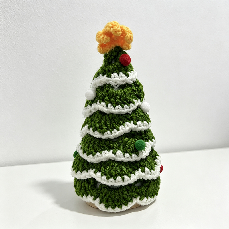 CouldNook Crochet Mini Wreath Christmas Ornament - Xmas Tree Hanging Decor