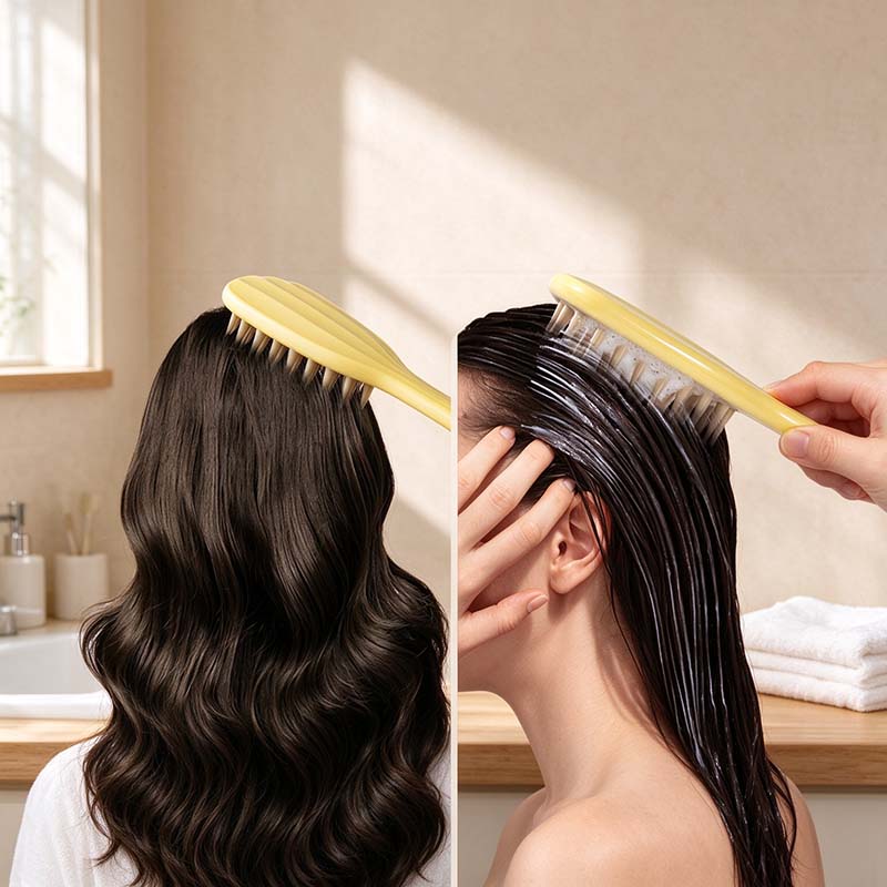 CouldNook Ginkgo Shampoo Brush - Long Handle Silicone Teeth