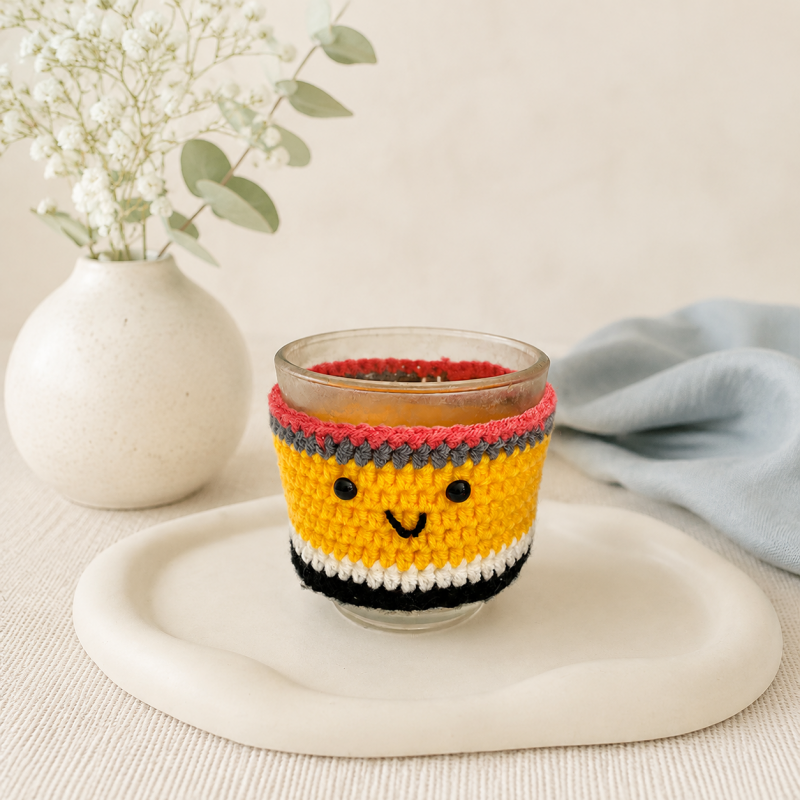 CouldNook Yarn Drinking Glass Sleeve - Striped Smiling Design