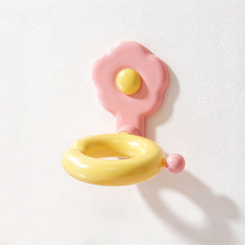 CouldNook Flower Hair Dryer Holder - Pivoting Ring and Rounded Backplate
