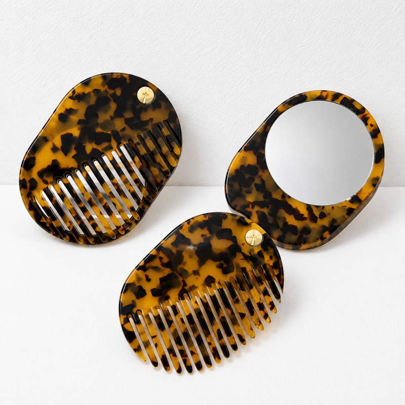 CouldNook Rotating Comb And Mirror - Oval Acetate Body And Pivot