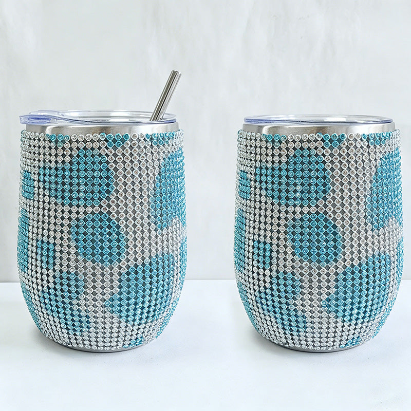 CouldNook 12oz Bling Rhinestone Stemless Wine Tumbler - Clear Lid & Straw (Solid Color Series)