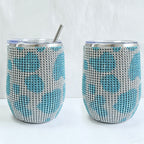 CouldNook 12oz Bling Rhinestone Stemless Wine Tumbler - Clear Lid & Straw (Solid Color Series)