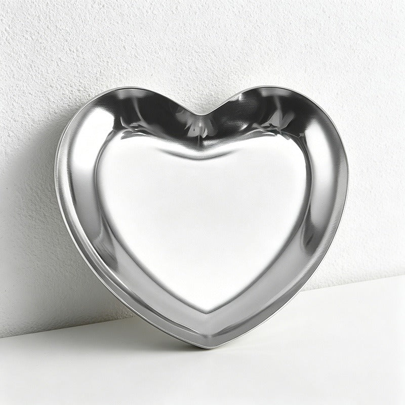 Heart Shape Stainless Steel Trays Plates - Jewelry Cosmetic Organizer Dish