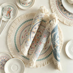 CouldNook Bohemian Fringe Woven Placemat - Printed Boho Dining Mat